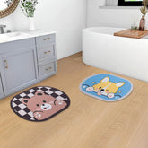 SAVYA HOME Door Mat for Bedroom and Living Room | Anti-Skid Floor Mat for Kids Room | Bathroom Mat| Mat for Living Room, Mat for Bedroom, Blue & Black, 2